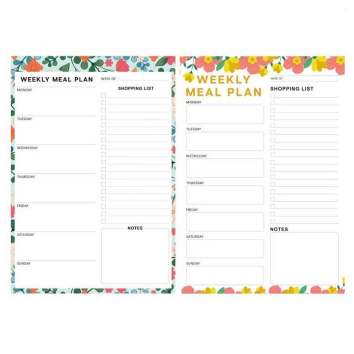 Tear-off Meal Planner Weekly Organizer Desk-friendly Structured Layout Grocery List Refrigerator Magnet Pre-printed Magnetic Notepad for Home Management Meal Prep Busy Families Grocery Shopping Diet
