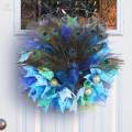 Artificial Peacock Feathers Wreath 47cm Fireplace Simulation Feather Garland. 