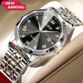 NEW FREE BOX Olive-s Luxurious Formal Fashionable Look Cutting Edge Glass Day and Date Facilities Stainless Steel Chain Strap Men's Watch. 