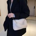 Winter Plush Tote Handbag Versatile Fluffy Shoulder Bag Soft Cute Chain Crossbody Bag Fashion Women Girls Small Square Handbag.
