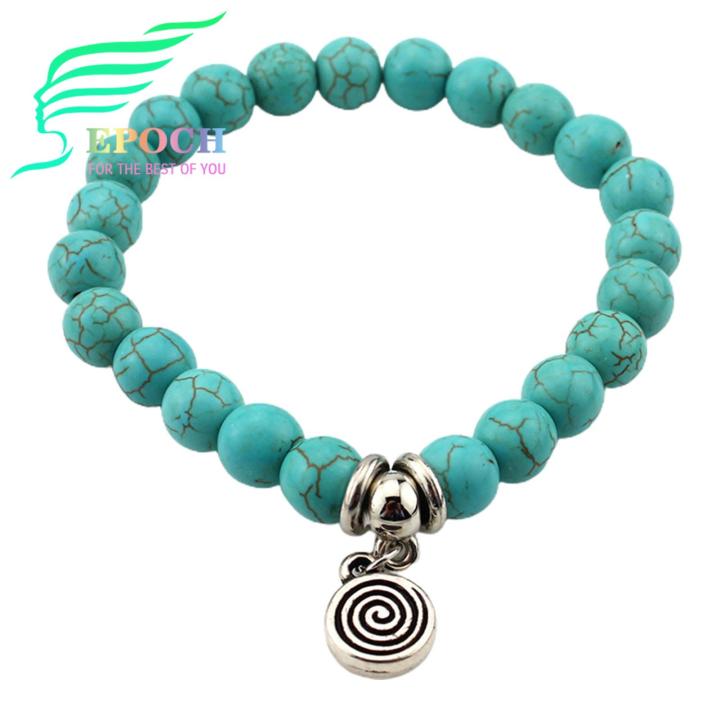 Bracelet Vintage Cabochons Strass Turquoises - Occasion - Superbe état