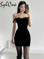 Slip dress street personality ladies thin body hot nightclub into black simple tight sylcue mature beautiful confident high. 