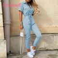 Trousers Jumpsuit Short Sleeve Daily Women Pants Jumpsuit.