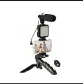 Exclusive AY-49 Phone Vlog Tripod Kit with Remote Control, Microphone, and LED Light. 