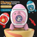 Piggy Bank For Boys Girls Cartoon Space Rocket Large-capacity Money Saving Box Desktop Decoration For Birthday Gifts. 