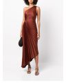 With Label ALC** Summer/Autumn Women Dress Polyester Asymmetry One-Shoulder Brown Hole Ankle-Length Vintage High Waist. 