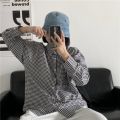 Black and White Plaid Shirt Female Spring and Autumn Fashion Thin Student Loose Long Sleeve Hong Kong Style Retro Design Sense All-Matching Shirt. 