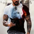 Couple Wolf Print T-Shirt Men's 3D T-Shirt Drop Ship Top Tee Short Sleeve Camiseta Round Neck T-Shirt Fashion Casual Brand 6XL.