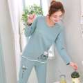Spring and Autumn Cartoon Long sleeved Pamas Pants Large Size Cute Women's Winter Home Fury Set.