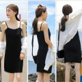 IELGY mid-length lace stitching camisole female outer wear inner lining skirt was thin and large size inner bottoming dress summer.