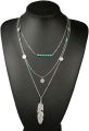 Multilayer Choker Necklace For Women Chain Jewelry Feather Pendant Multi Layer - Necklace For Girls Women. 