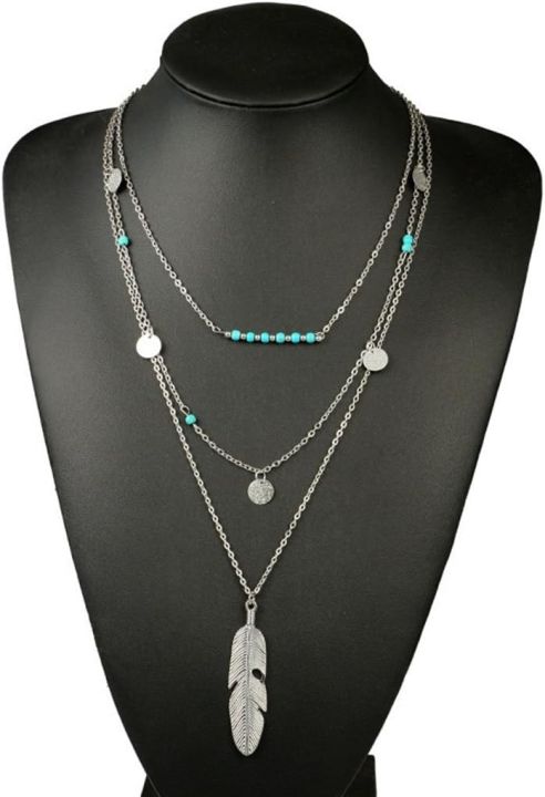 Multilayer%20Choker%20Necklace%20For%20Women%20Chain%20Jewelry%20Feather%20Pendant%20Multi%20Layer%20-%20Necklace%20For%20Girls%20Women%20-%20Image%204