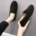 2022 Winter Bean Flat Cow Tendon Soft Bottom Plush Cotton Pregnant Women Lazy Mom Shoes.