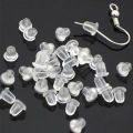 500pcs Clear Earring Backs Soft Silicone Rubber Prevent Allergy Safety Bullet Stopper Rubber Jewelry Accessories Ear Plug Nuts.