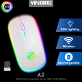 Wireless Mouse Rgb Rechargeable With Slim Design - Yindiao A2 - Customizable Dpi And Lighting For A Stylish Experience.