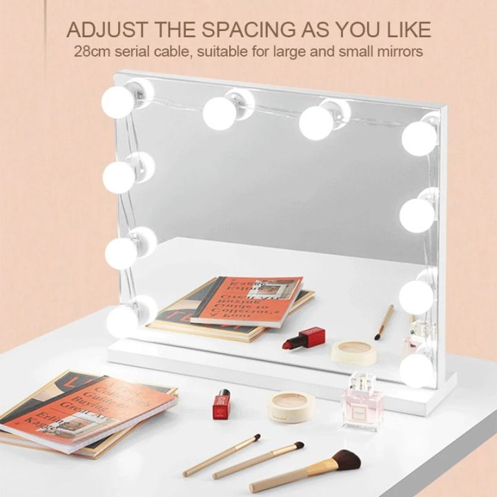 USB Bulbs Mirror Lights with Switch Dimmable for Dressing Table Lamp for Room Decoration Makeup Vanity Table with Mirror