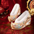 Auspicious Ruyi 2023 Winter New Xiuhe with Chinese Embroidered Pearl Slope and Ancient Style Hanfu Wedding Shoes.