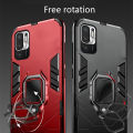 Biruiqu For Redmi Note 10 5G Soft TPU+Hard PC Black Panther Shockproof Slim Protective Case Cover with Kickstand.