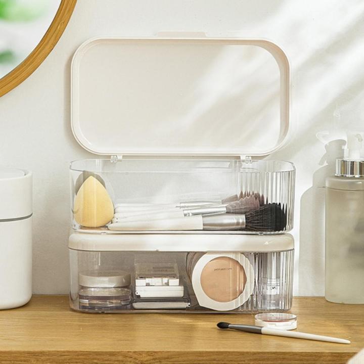Clear Makeup Organizer for Vanity Cosmetics Display Cases Storage Box for Bathroom Counter Dresser Brushes Lipsticks