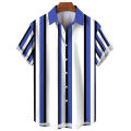 Hawaiian Vacation Summer for Men Shirts Stripes Print Lapel Short Sleeve Top Tees Oversized Loose Breathable Shirt Male Casual. 