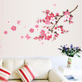 Removable Pink Color Butterflies Peach Blossom Pattern Wall Sticker for Living Room Bedroom. 