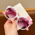 Adorable Color Block With Bow Decor Large Frame Sunglasses Teens Boys Girls Outdoor Party Vacation Travel kids eyewear. 