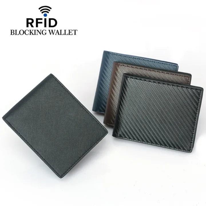 Cross-border%20new%20carbon%20fiber%20pattern%20anti-theft%20brush%20wallet%20wallet%20RFID%20short%20top%20leather%20men's%20wallet%20-%20Image%202