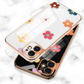 Hontinga for OPPO A38 Back Cover With Free Strap Luxury 6D Plating Falling Flower Side Pattern Case Soft Silicone Square Mobile Cover.