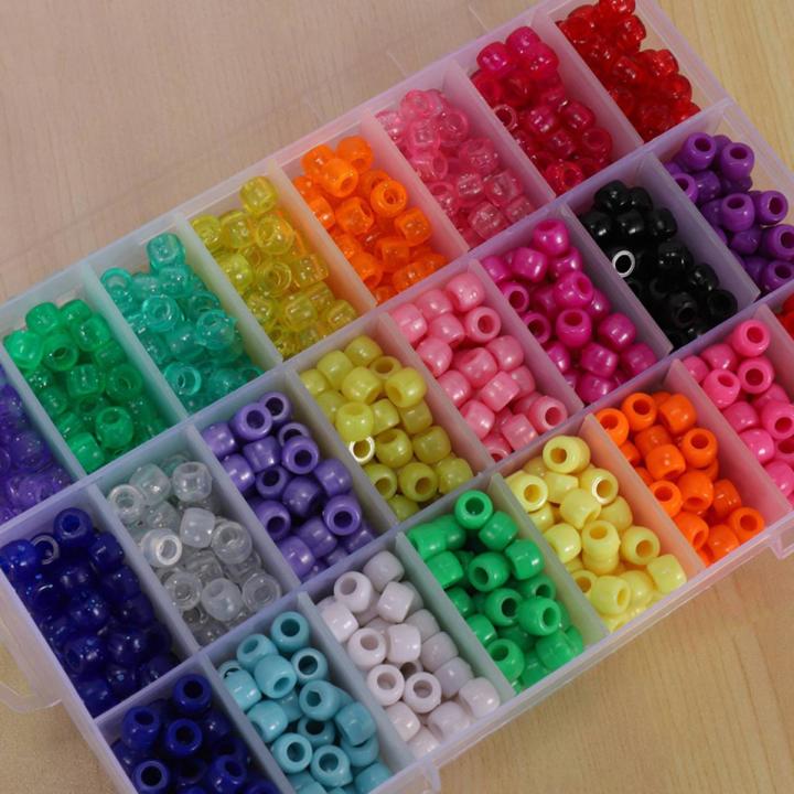 XHHDQES Pony Beads, 1,900 Pcs 9mm Pony Beads Set in 24 Colors with Elastic String for Bracelet Jewelry Making