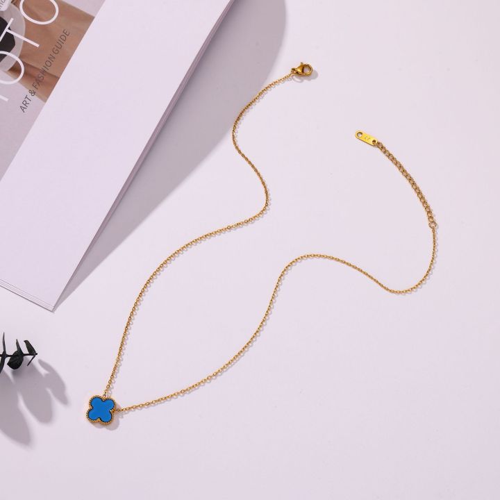 2023%20Fashion%20Designer%20Brand%20Luxury%20Stainless%20Steel%20Bracelet%2018k%20Gold%20Plated%20Four%20Leaf%20Clover%20Necklace%20Set%20For%20Women%20-%20Image%207