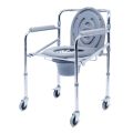 Deluxe Commode Chair With Wheel Chair - Lightweight, Foldable, Removable U-Shaped Commode, Adjustable Height, Padded Seat & Armrests, Ideal for Seniors, Home & Hospital Use.