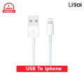 2A USB To iphone Cable Super Fast Charging Cable White 1Meter Ligoi.