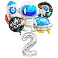 Outer Space Astronaut Rocket Galaxy Theme Balloons Baby Boy Birthday Party Decorations Number 1 2 3 4 5 6 7 8 9 Years Old. 