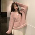 Pink Gentle Knitted Cardigan for Women 2023 Autumn and Winter New Loose Korean Style Sweet Girl College Sweater Coat. 