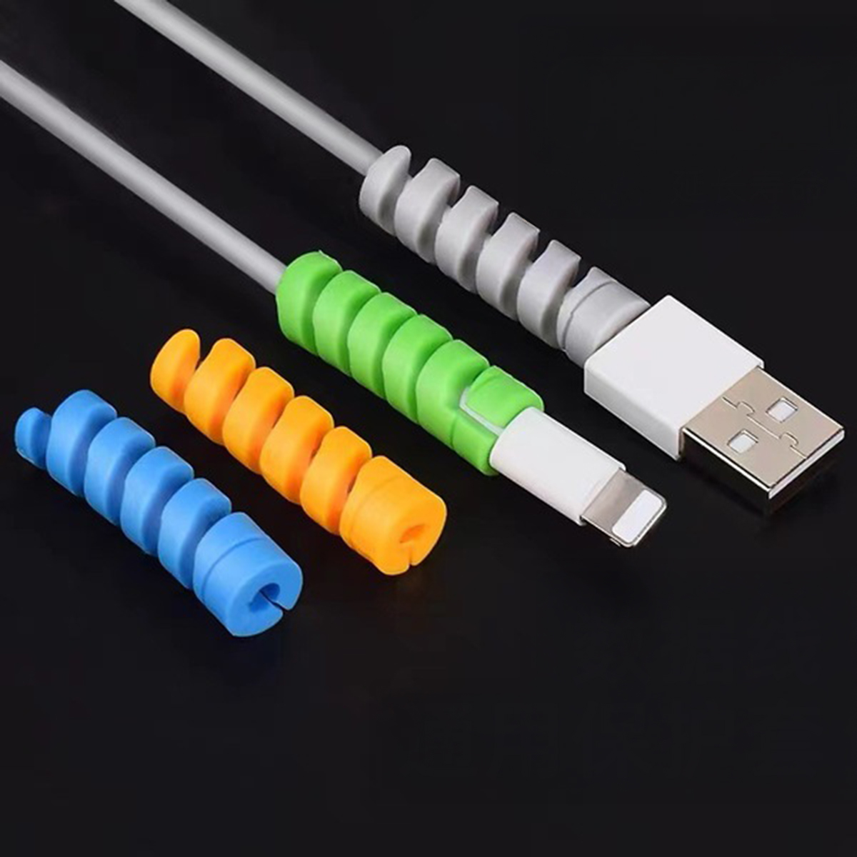 Data Cable Protector Set 12 Pcs Silicone Spiral Cover for USB Charging ...