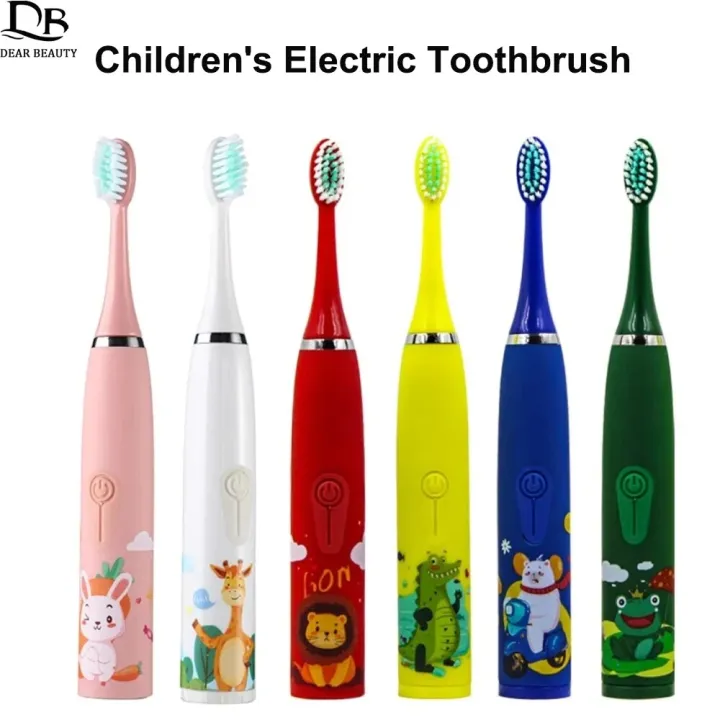 Children's Electric Toothbrush With 6PCS Replacement Brush Heads Ultrasonic Sonic Vibration Tooth Brush Oral Cleaning Tools