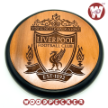 Liverpool logo Sports wall matt Black border  8x8/ 12x12 inch Round engraved mahogany wood. 