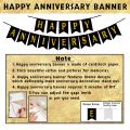 Golden Jubilee Anniversary Combo: 48-Piece Combo with Golden Curtains, Metallic Balloons in Golden, Black & White, and a Striking Black Happy Anniversary Card Banner. 