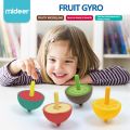 Mideer Kids Early Educational Baby Colorful Cute Cartoon Classic Wooden Small Fruit Gyro Spinning Top Toys More Than 3 Years Old.