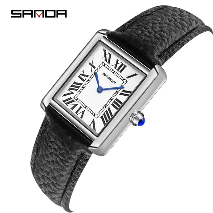 Sanda%201108%202023%20Rectangular%20Couple%20Watch%20Silver%20Case%20Watch%20Luxury%20Brand%20Fashion%20Leather%20Strap%20Quartz%20Clock%20Zegarek%20damski%20-%20Image%205
