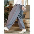 Spring and Summer Linen Pants Men's Loose Style plus Size Overweight Man Wide-Leg Pants Big Crotch Pants Lantern Harem Pants Casual Trousers.