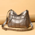 Crossbody Bag Women's 2020 New Soft PU Fashion Versatile Bag Multi-layer Korean Version Simple Washed Leather One Shoulder.