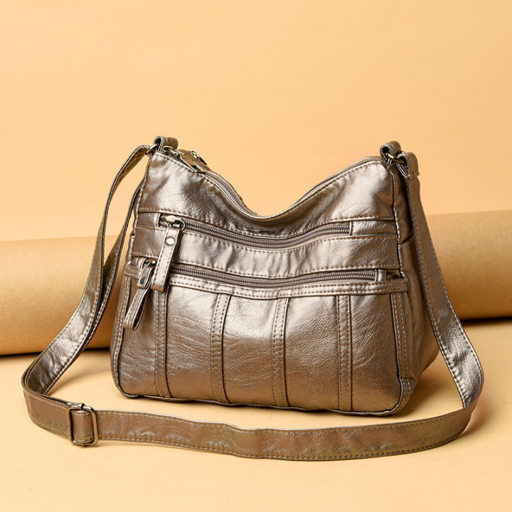Crossbody%20Bag%20Women's%202020%20New%20Soft%20PU%20Fashion%20Versatile%20Bag%20Multi-layer%20Korean%20Version%20Simple%20Washed%20Leather%20One%20Shoulder%20-%20Image%203