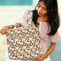 Stylish Hand Painted Abstract Design Top Handle Bags.