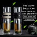 Portable Glass Tea Bottle Double Wall Tea Water Separation Mug High-End Simple Insulation Creative Drinking Tea Cup Water Bottle.