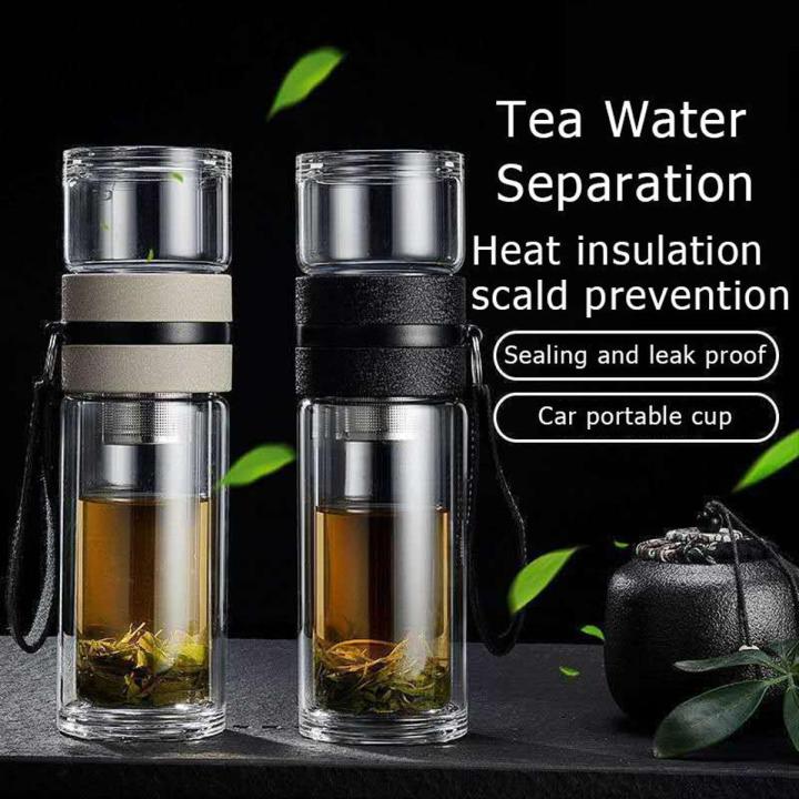 Portable Glass Tea Bottle Double Wall Tea Water Separation Mug High-End Simple Insulation Creative Drinking Tea Cup Water Bottle