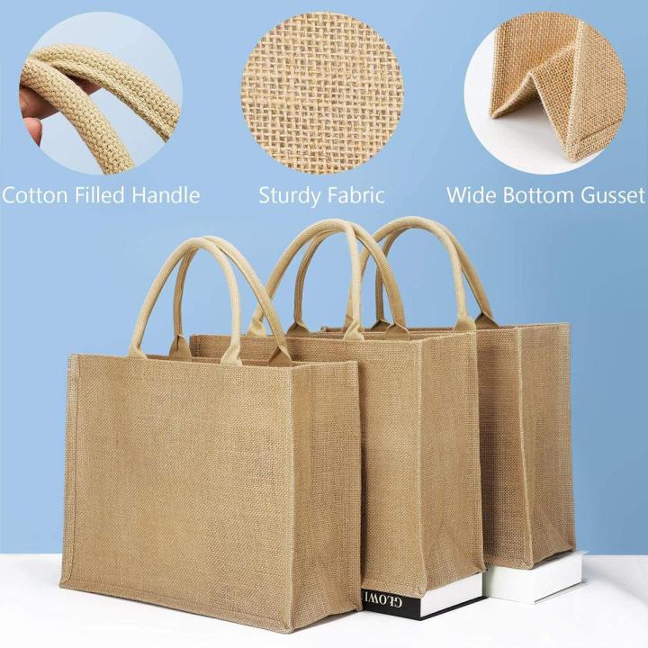 Jute Burlap Tote Bags Large Beach Bags for Women Tote Handbag