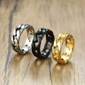 Stainless Steel 7mm Wide Band Ring Hip Hop Thumb Rings Fashion Cuban Link Chain Rings. 