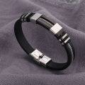 Fashion Stainless Steel Bracelet Men Wrist Band Adjustable Black Link Punk Hiphop Wristband Stylish Casual Bangle Gift. 