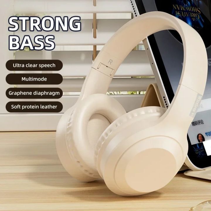 Wireless Headphones Bluetooth 5.3 Headphone with Mic Head-mounted E-sports Gaming Headset Music Game Headset Support TF Card